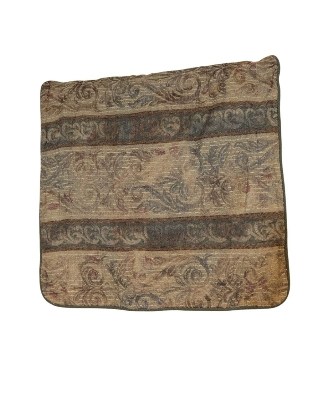 Croscill Decorative Pillow Cover With Ornate Pattern & Green Trim - 29"x31" Beig